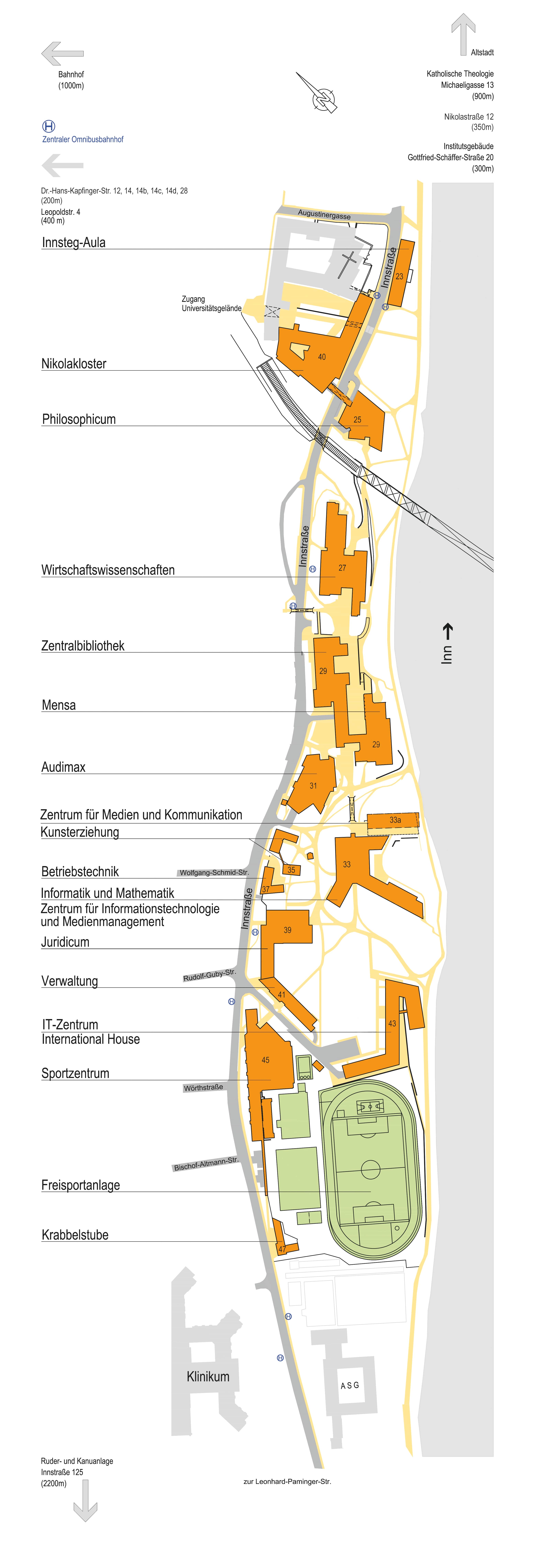 Lageplan der Uni Passau